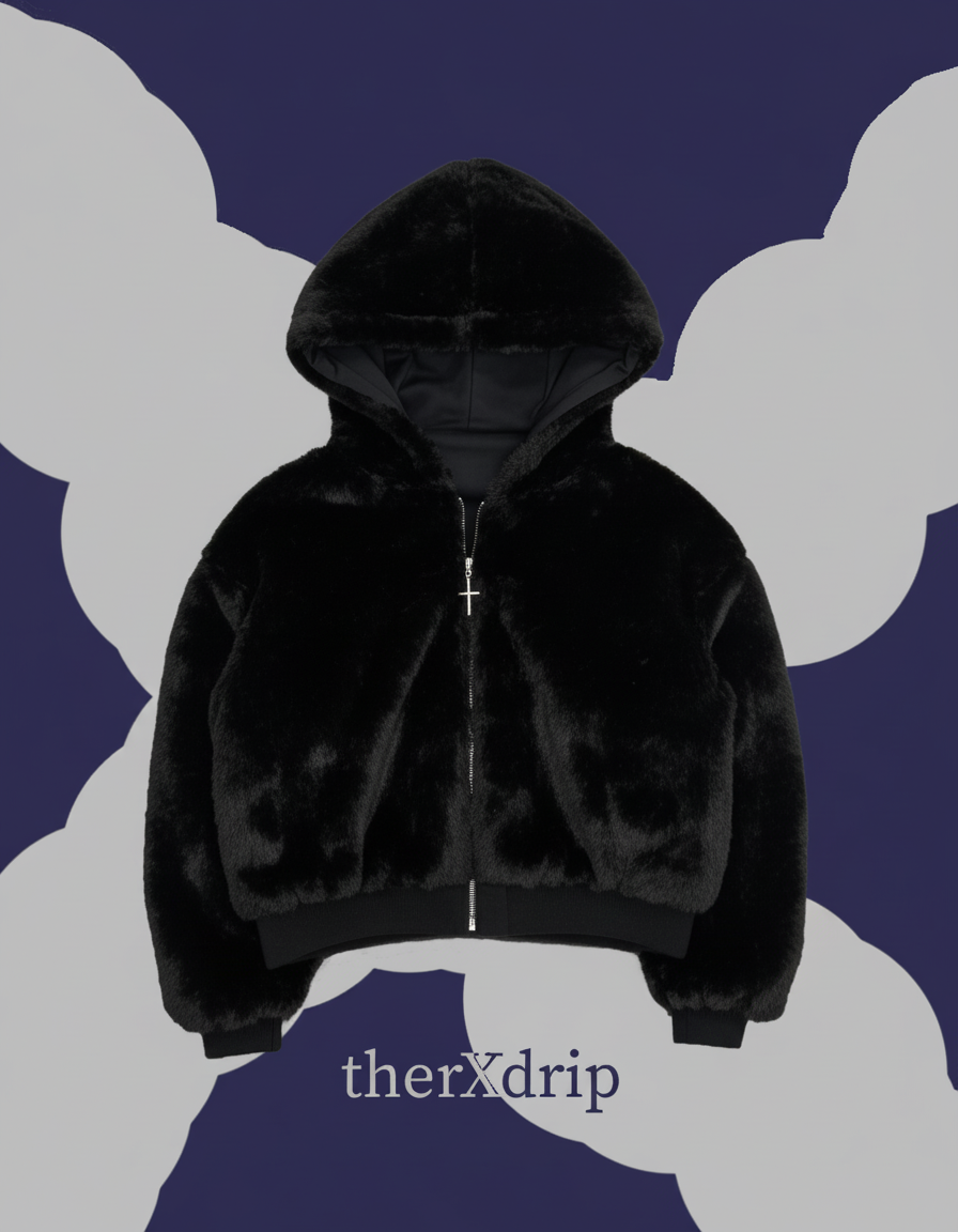therXdrip Midnight Faux Fur Hoodie