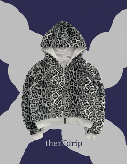 therXdrip Leopard Faux Fur Zip Hoodie