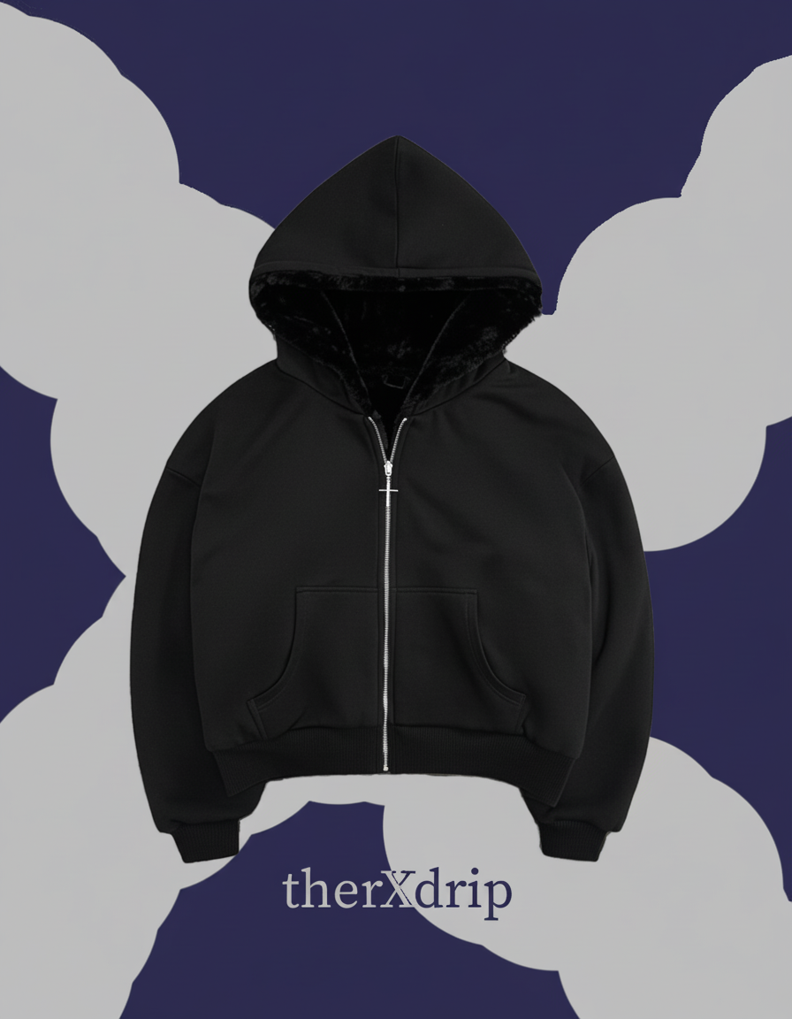 therXdrip Midnight Faux Fur Hoodie