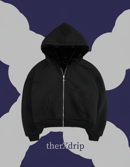 therXdrip Midnight Faux Fur Hoodie